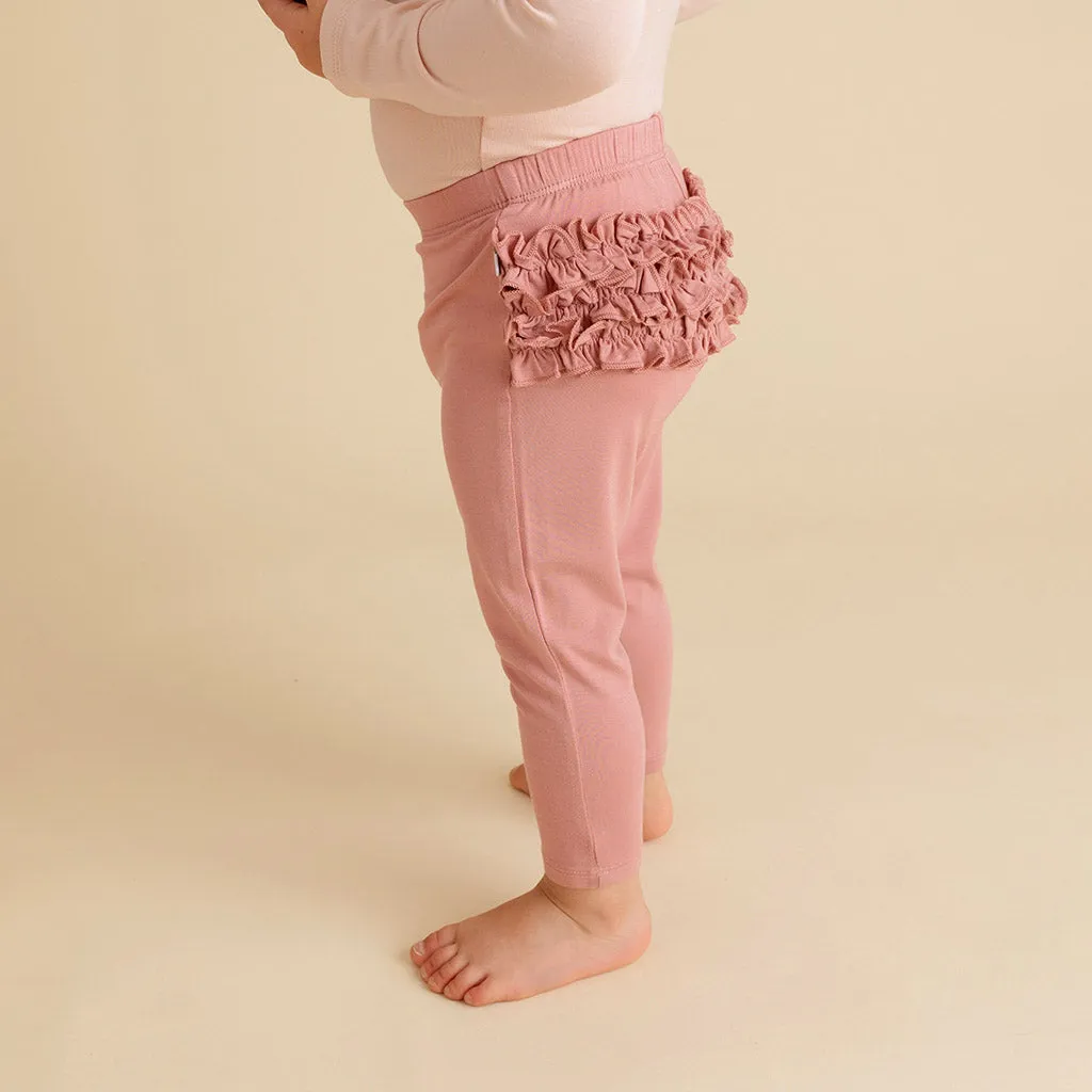 Dusty Rose Ruffled Bum Leggings