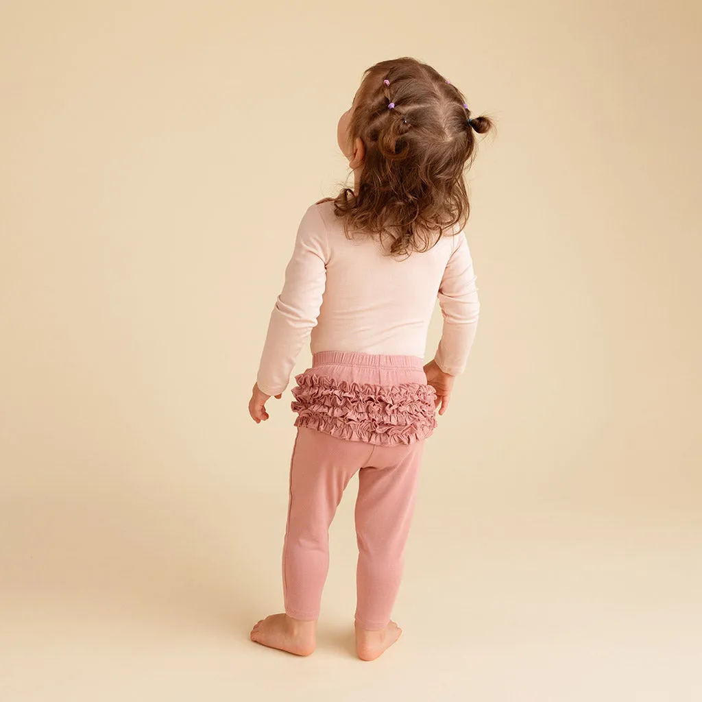 Dusty Rose Ruffled Bum Leggings