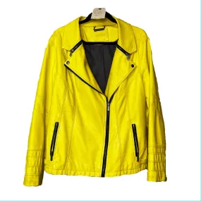 faux leather yellow motorcycle jacket - 2x