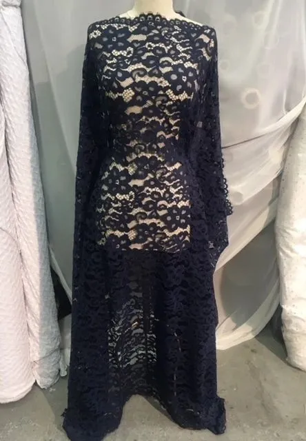 Floral Corded Lace - Navy Mood Indigo