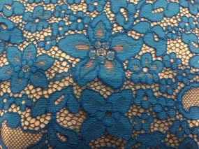 Floral Corded Lace - Swedish Blue