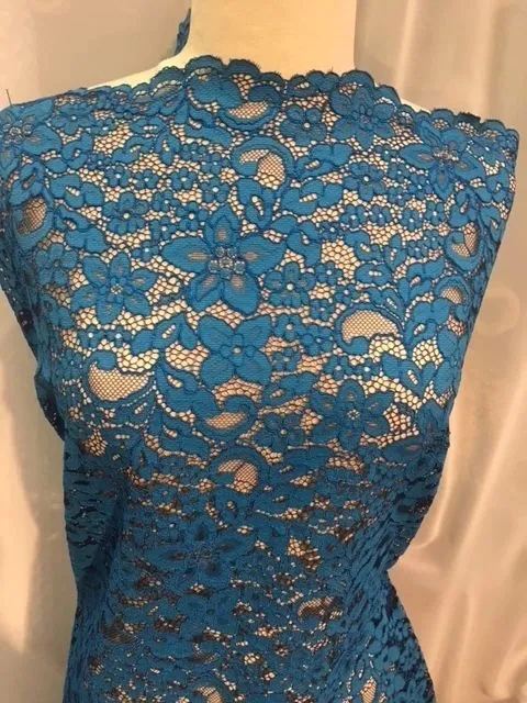 Floral Corded Lace - Swedish Blue