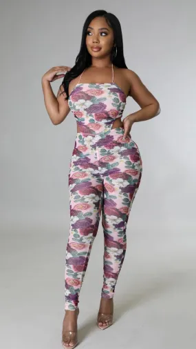 Floral sleeveless jumpsuit