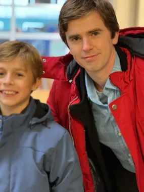 Freddie Highmore Red Hooded Jacket