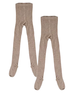 Girls Rib Knit Tights (2 Pack) in Pure Cashmere Melange