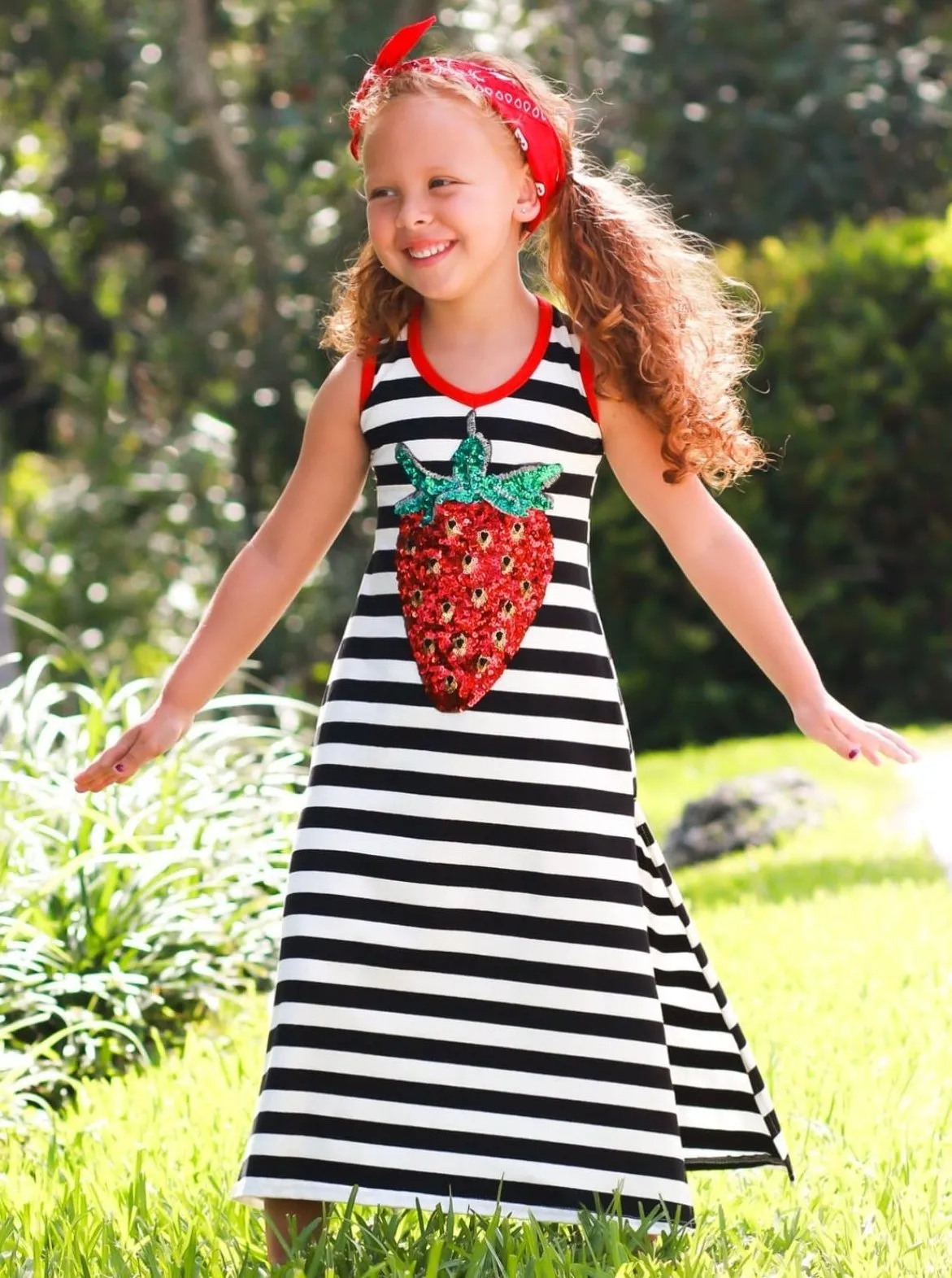 Girls Sweet Strawberry Maxi Dress