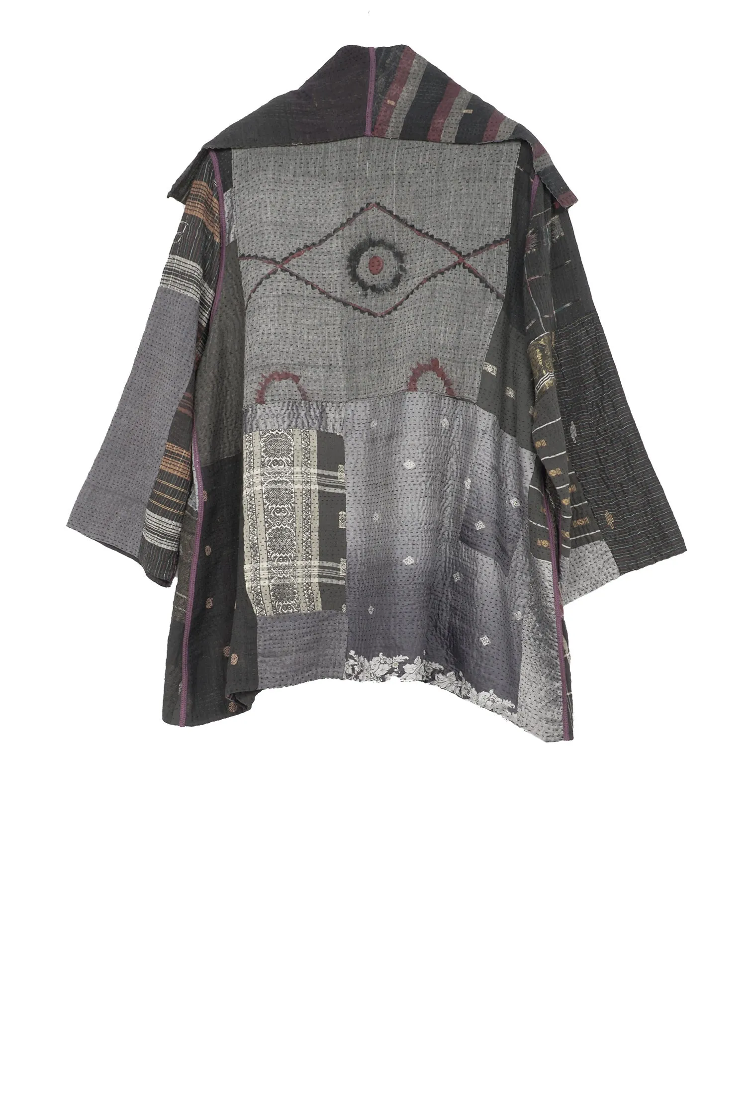 HAND PAINTED RALLI KANTHA FLARE JKT - gp2010-gry -