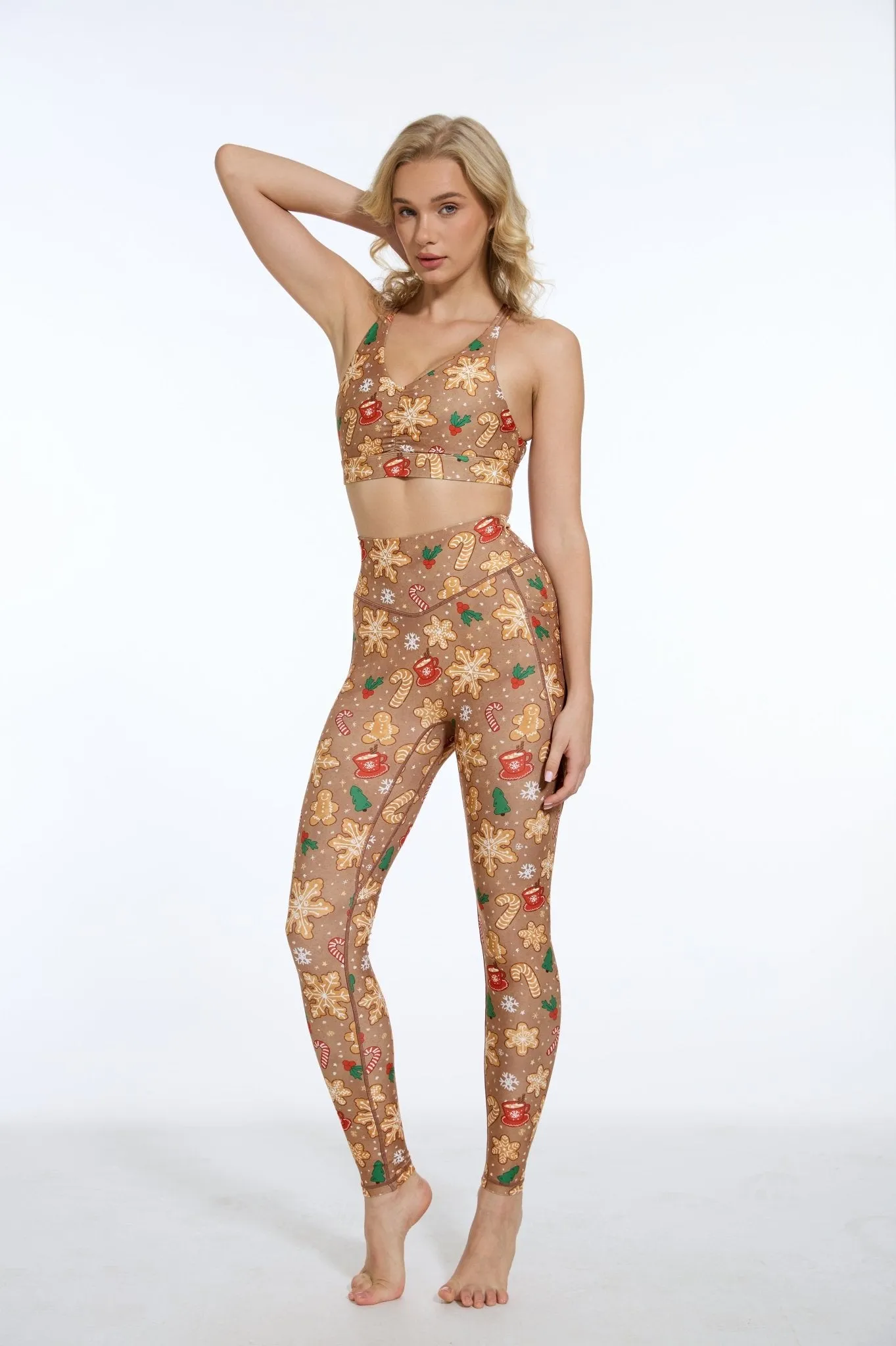 Happy Gingerbread Man High-waisted Leggings with Pockets