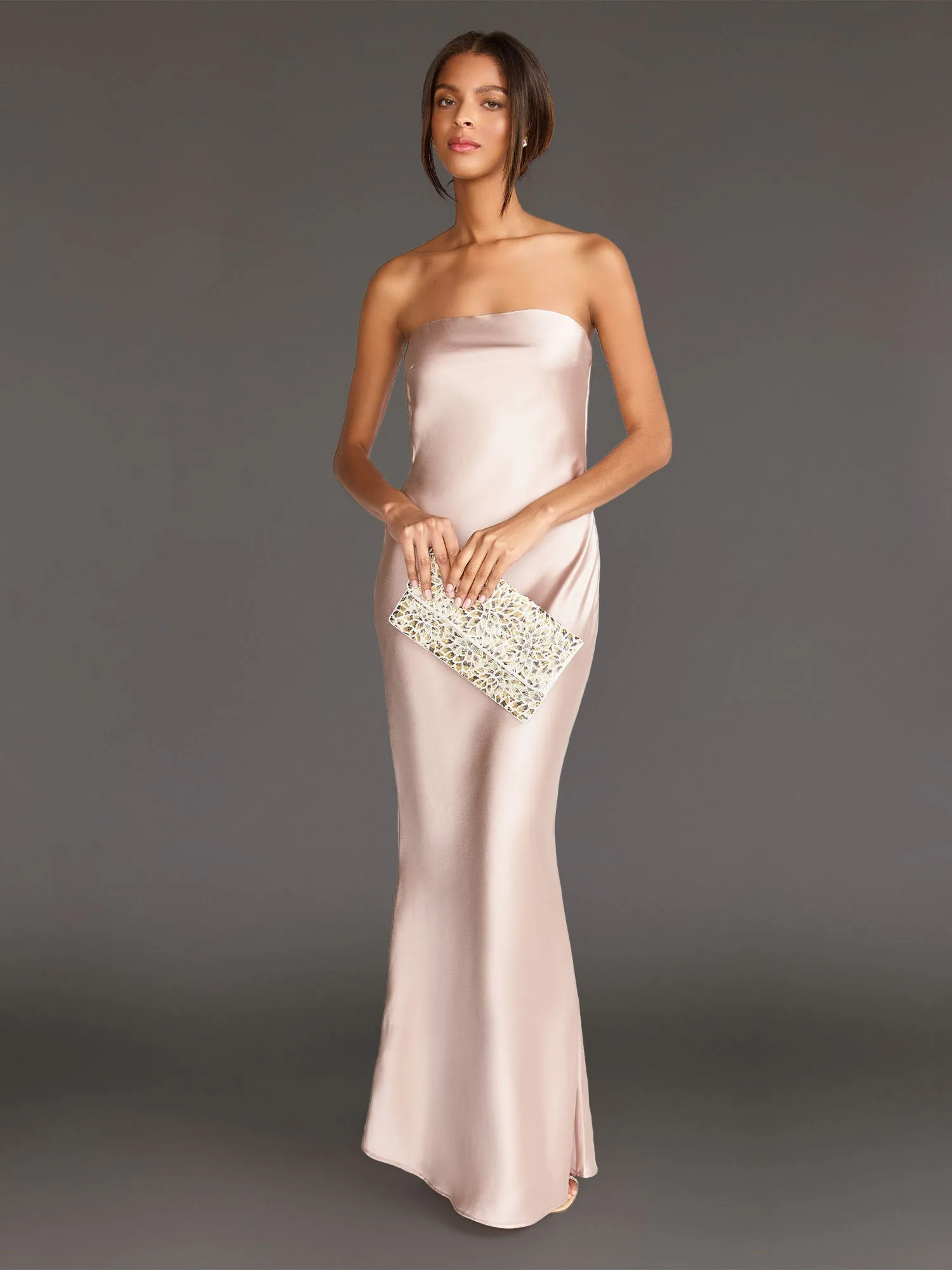 Infinite Strapless Open Back Satin Maxi Dress - Sugarlips