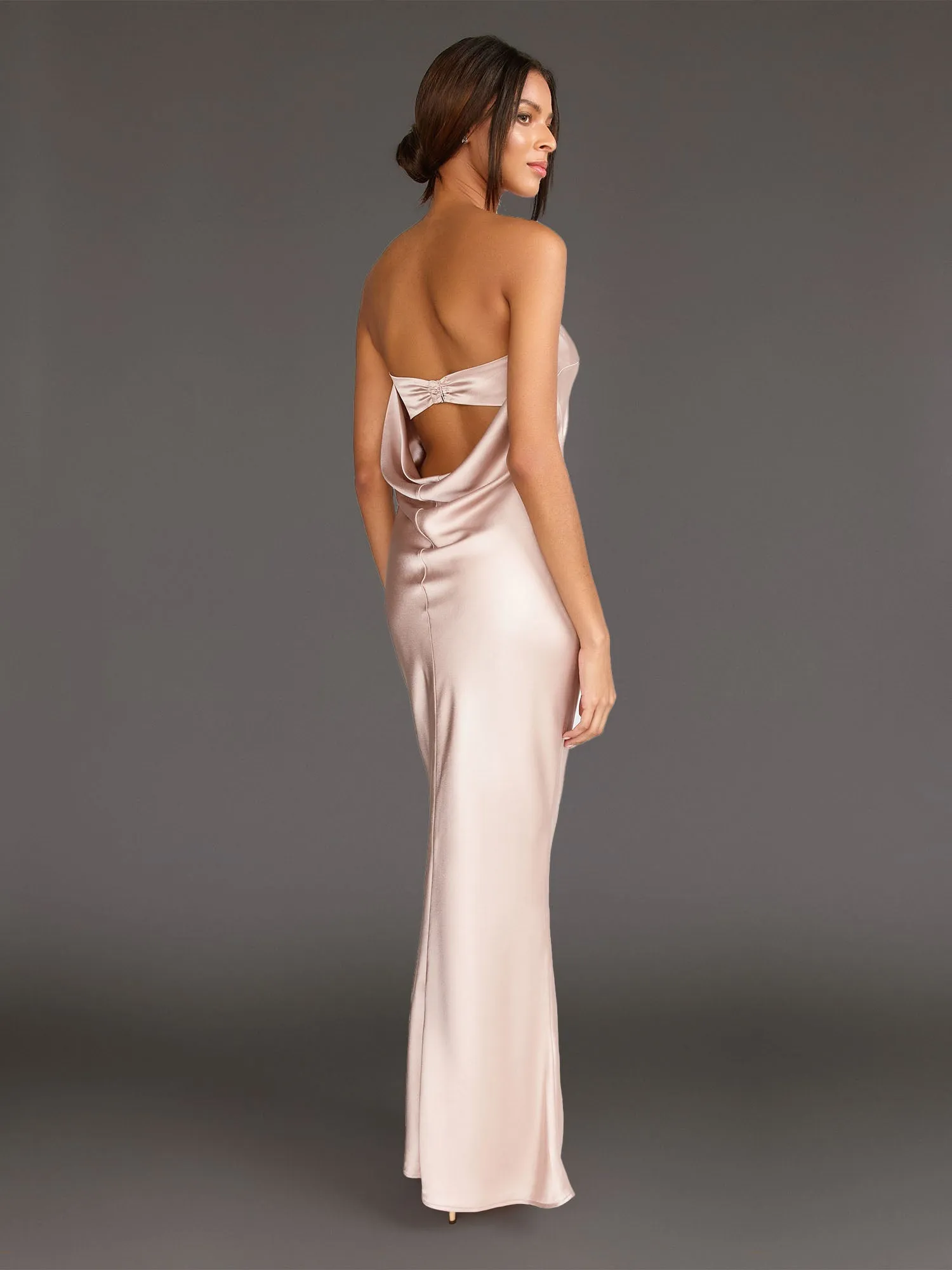 Infinite Strapless Open Back Satin Maxi Dress - Sugarlips