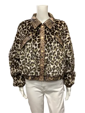 Jayley Jacket Animal Print Cropped Faux Leather Suede W/Tags Size: L/XL