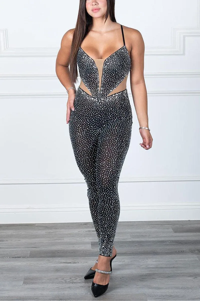 JH0583 Rhinestones Camisole Jumpsuits