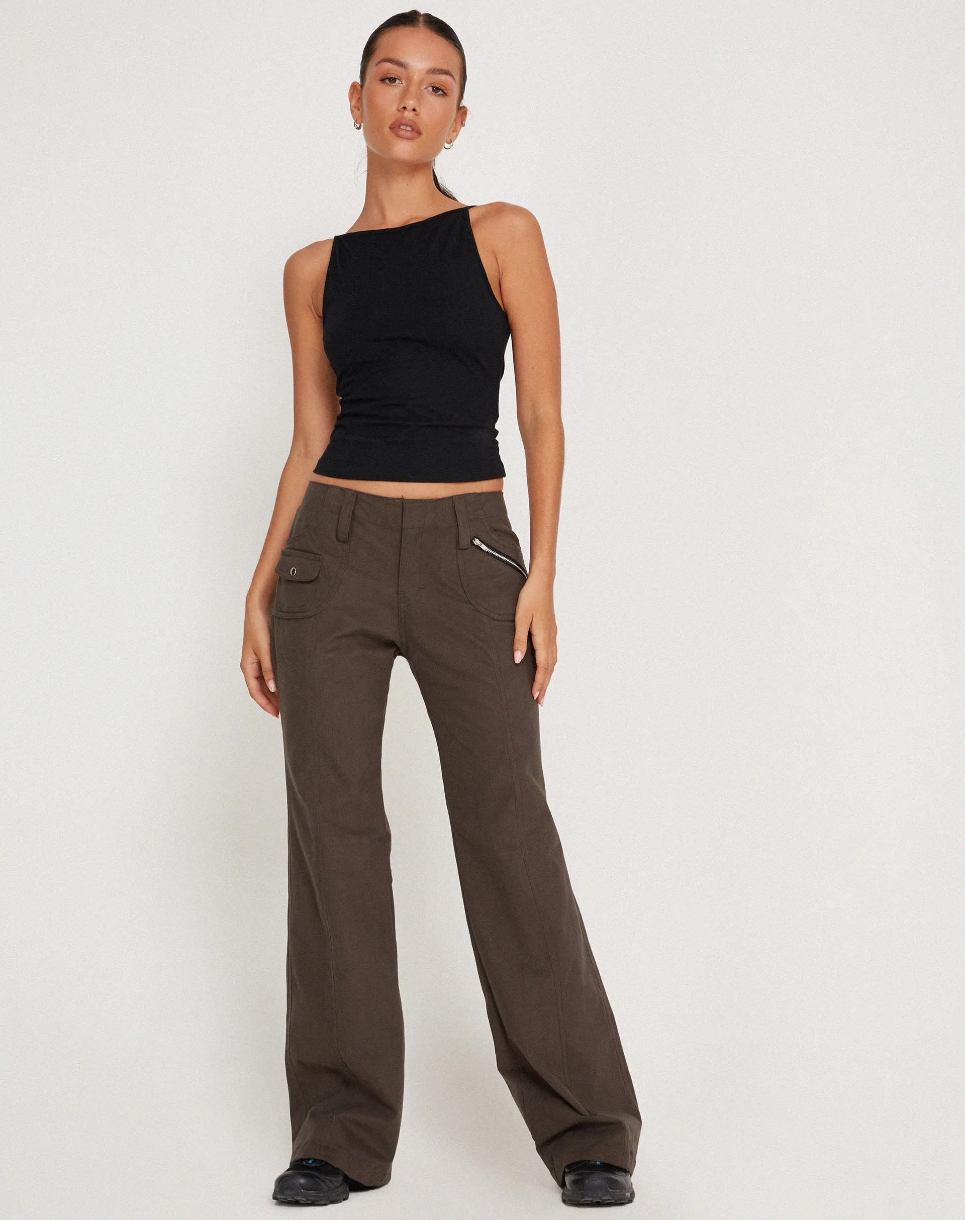 Kauna Low Rise Trouser in Dark Grey