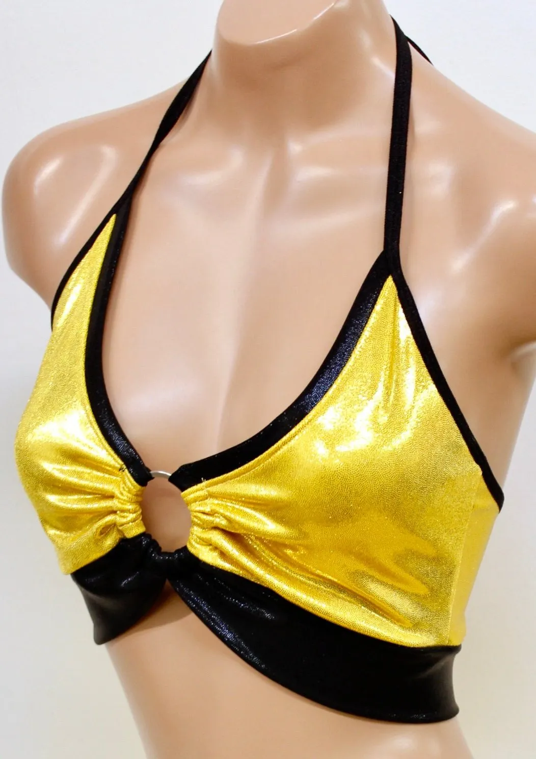 Killer Assassin Set with Jacket, Soft Bra Top, and Low-rise Shorts in Metallic Yellow