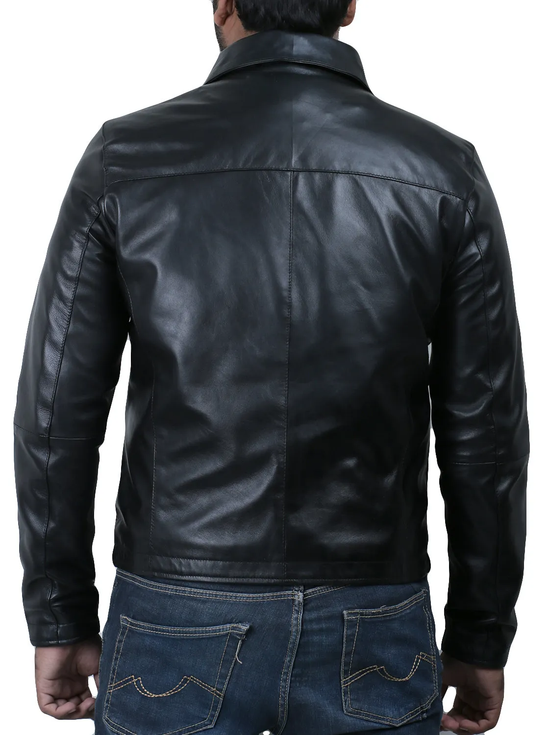 Leather Jackets Hub Mens Genuine Lambskin Leather Jacket (Black, Aviator Jacket) - 1501034