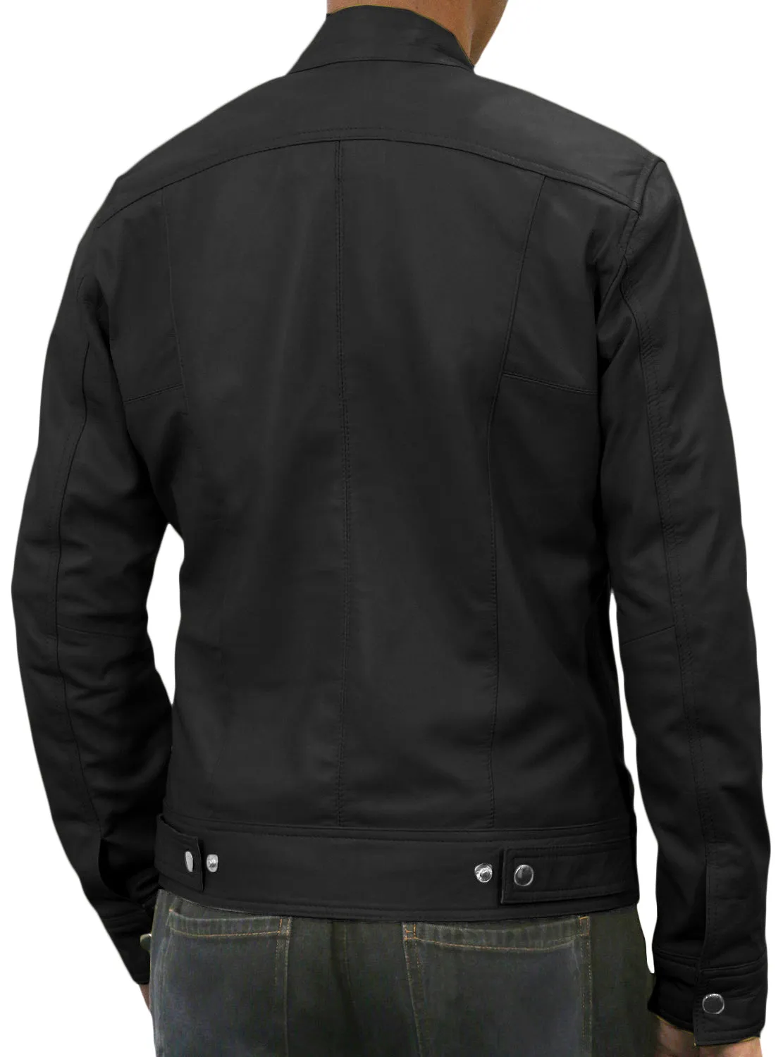 Leather Jackets Hub Mens Genuine Lambskin Leather Jacket (Black, Classic Jacket) - 1501057