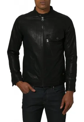 Leather Jackets Hub Mens Genuine Lambskin Leather Jacket (Black, Classic Jacket) - 1501057