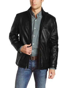 Leather Jackets Hub Mens Genuine Lambskin Leather Jacket (Black, Classic Jacket) - 1501135