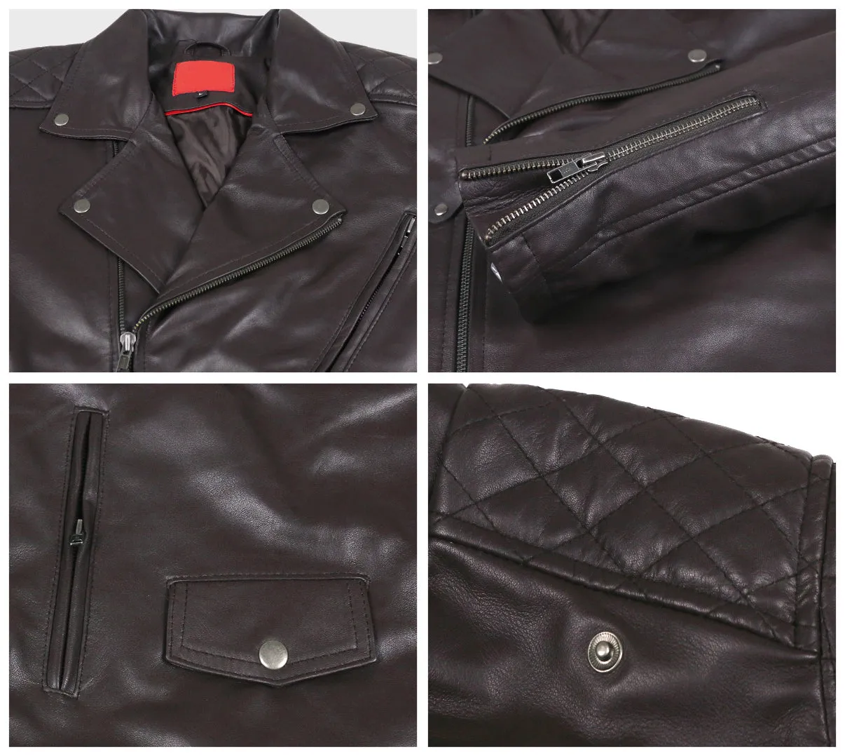 Leather Jackets Hub Mens Genuine Lambskin Leather Jacket (Black, Double Rider Jacket) - 1501492