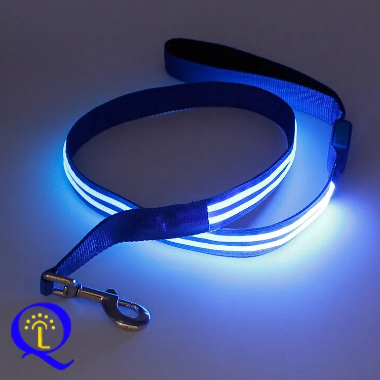 LED, Nylon Dual Fiber Dog Leash and Collar