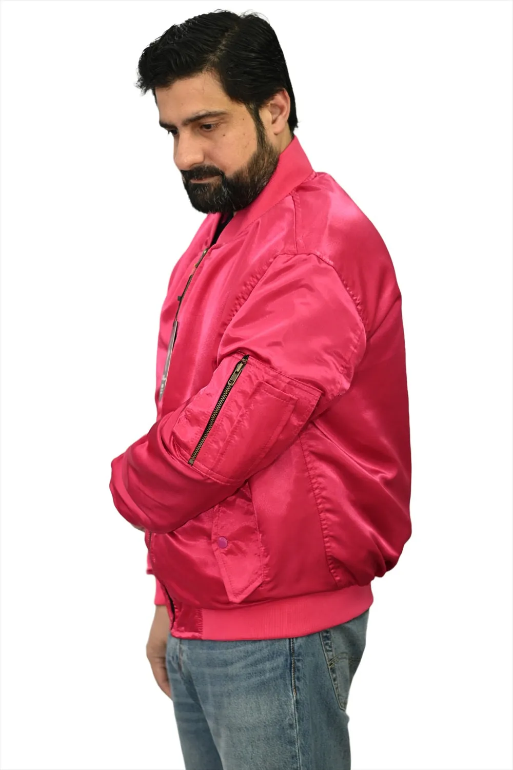 Letterman College Varsity Bomber Satin Jackets Quality Jacket Sports Wear Hot Pink Satin