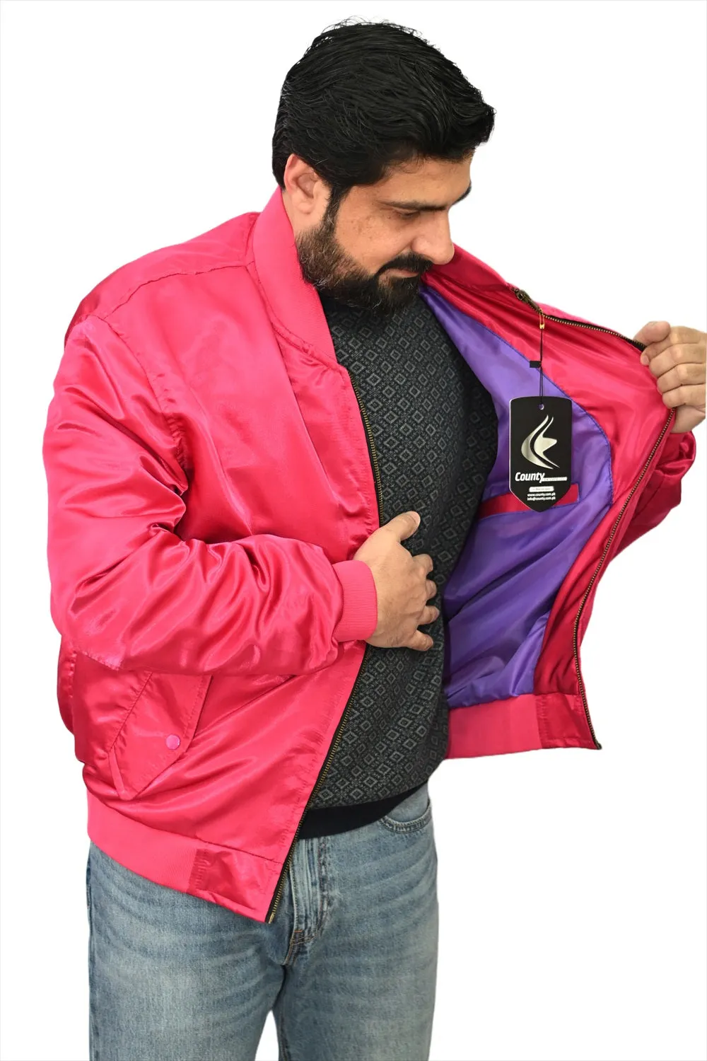 Letterman College Varsity Bomber Satin Jackets Quality Jacket Sports Wear Hot Pink Satin