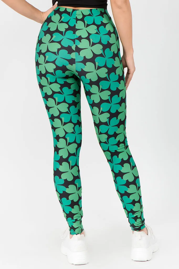 Lucky 4-Leaf Clover Printed Leggings