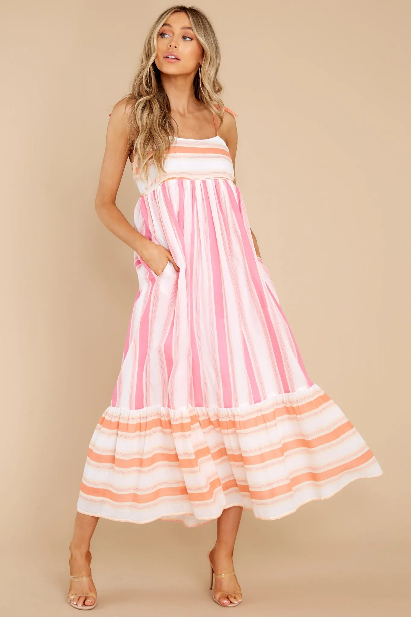 Malin Wide Stripe Pink Dress