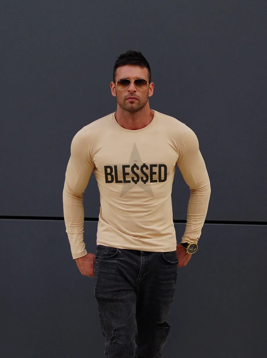 Mens Long Sleeve T-shirt "BLE$$ED" MD744