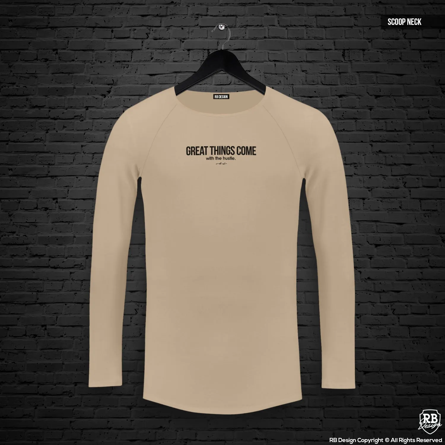 Mens Long Sleeve T-shirt "Great things come with the hustle" MD973