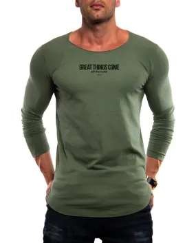 Mens Long Sleeve T-shirt "Great things come with the hustle" MD973