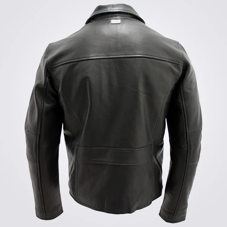 Men’s Smart Black Leather Harrington Jacket