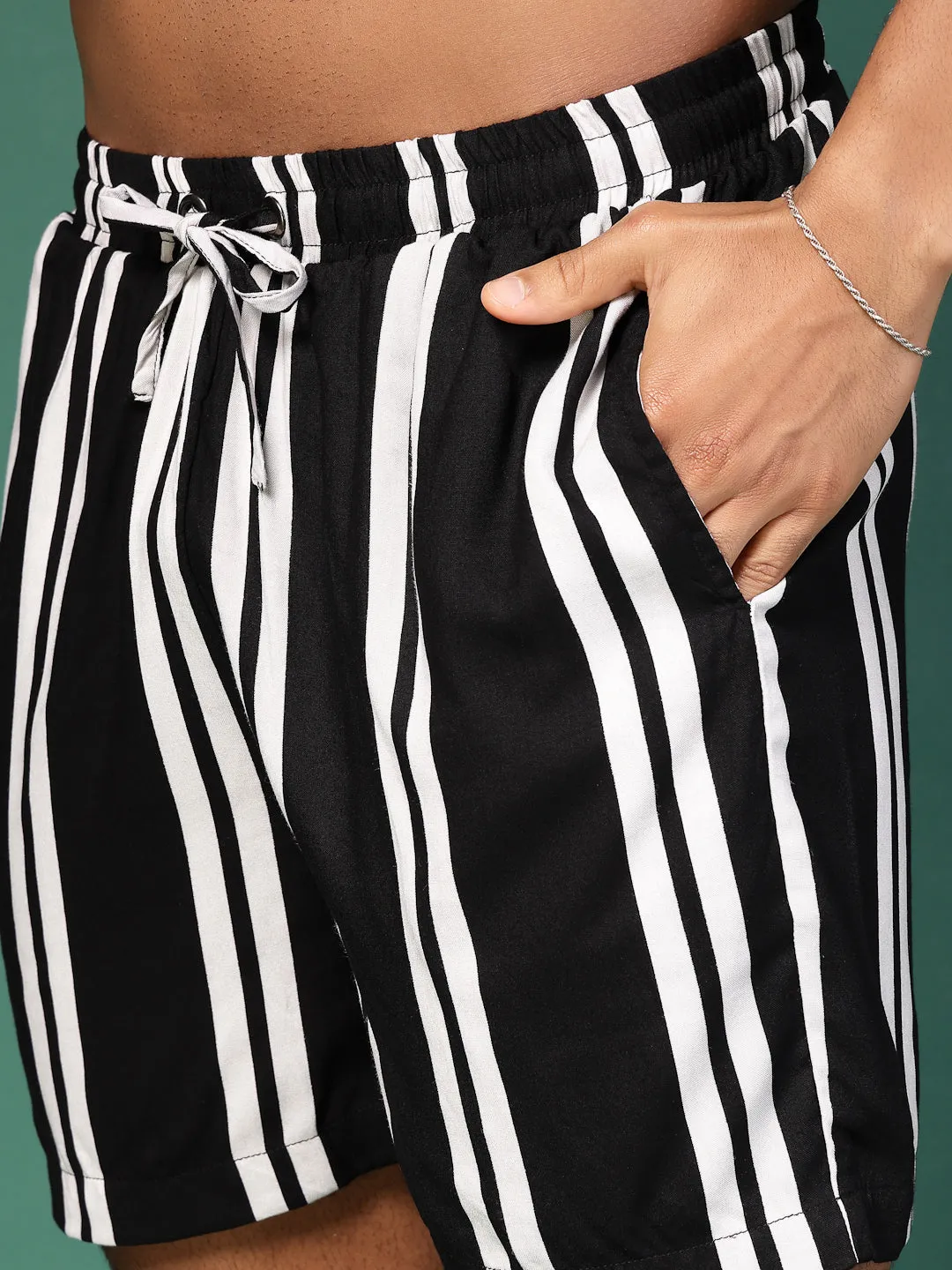 Men's Striped Rayon Co-Ords