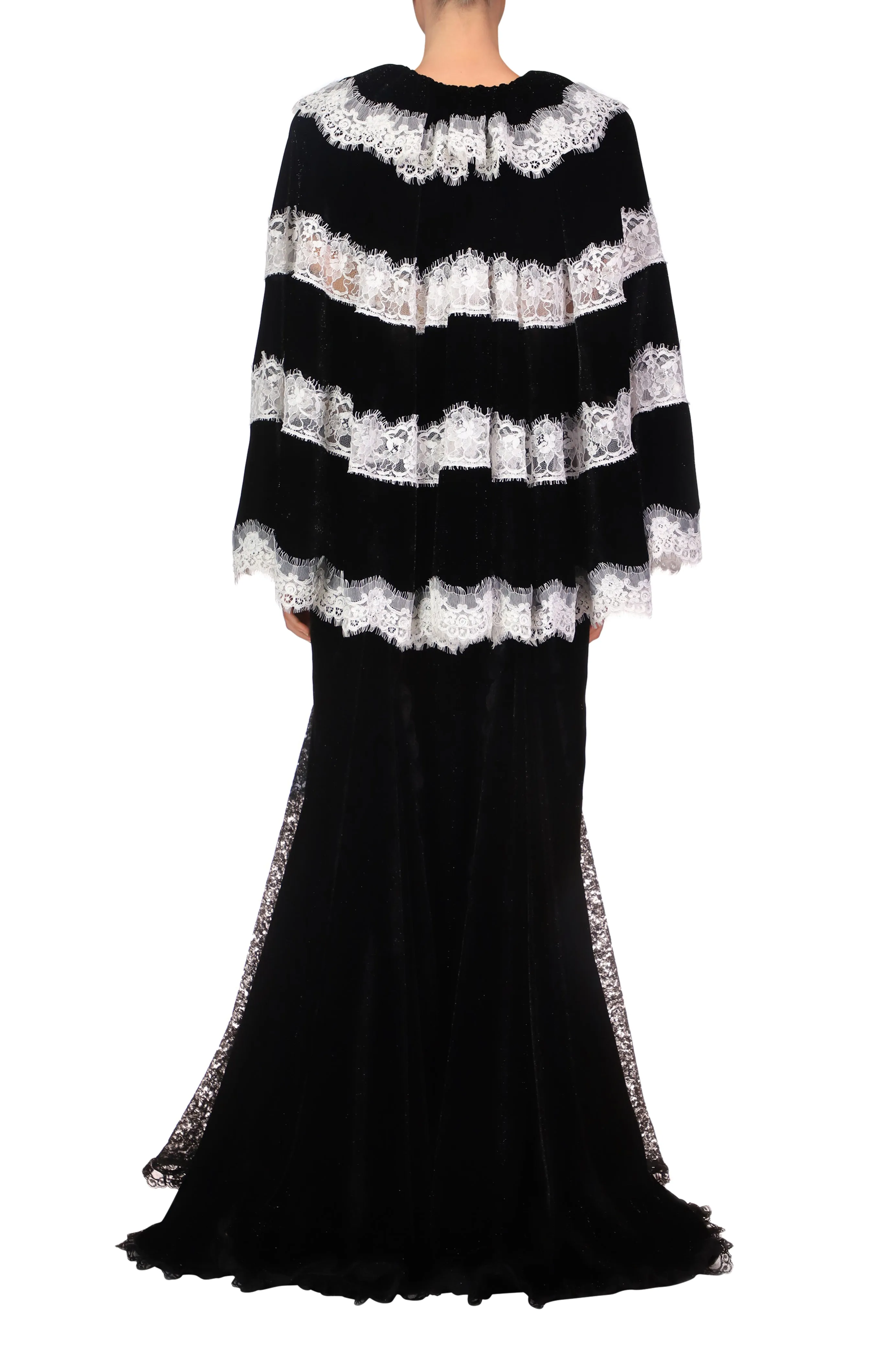 Metallic Black And White Lace Capelet