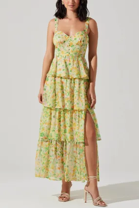 Midsummer Floral Tiered Maxi Dress in Bright Floral