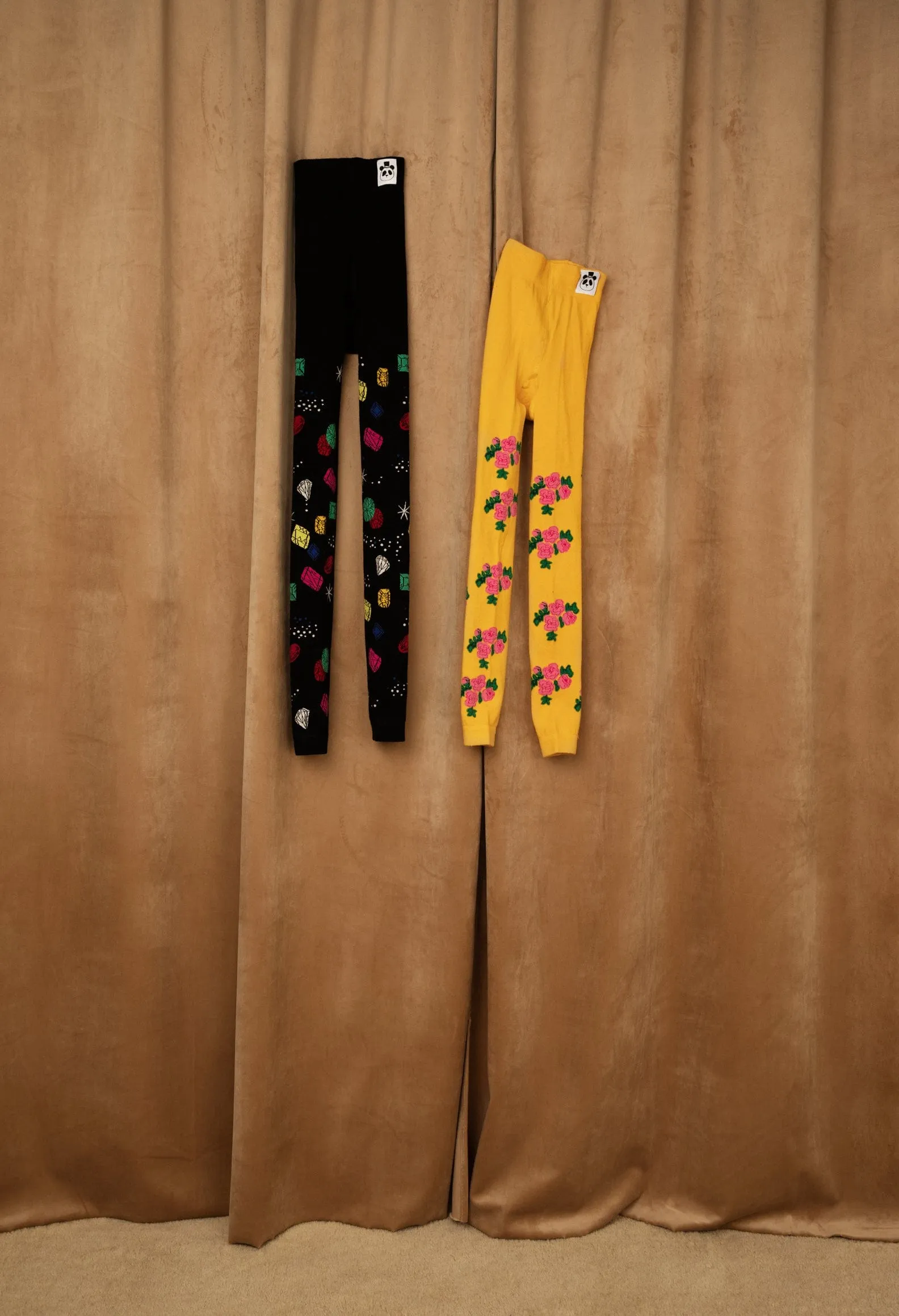 Mini Rodini Girls Rose Print Leggings in Yellow