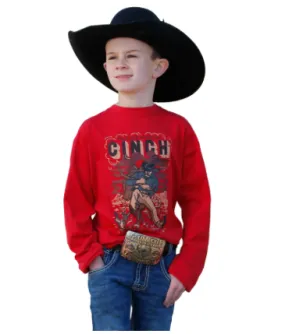 MTK7630019-Cinch Youth Boy's Bull Dogging LS- Red