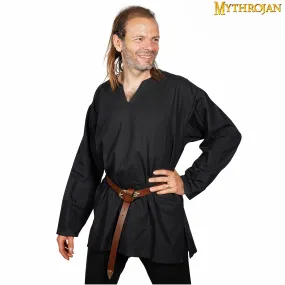 Mythrojan “Raider” Canvas Tunic 100% Cotton Medieval Viking Knight SCA LARP - Black