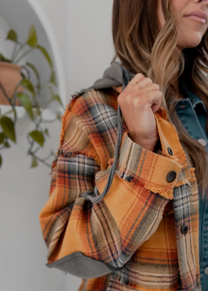 Never Plaid It So Well Longline Flannel Shacket in Mustard