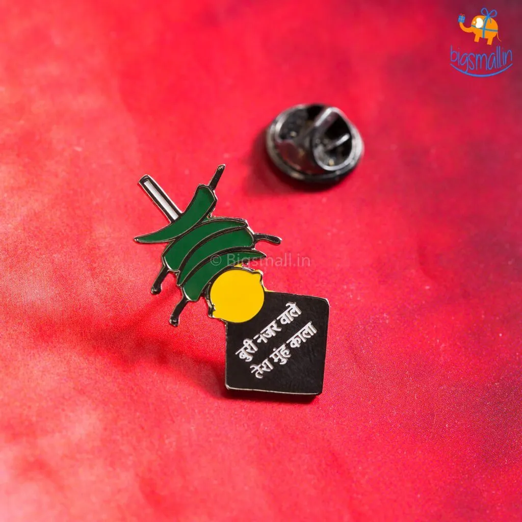 Nimbu Mirchi Metallic Lapel Pin