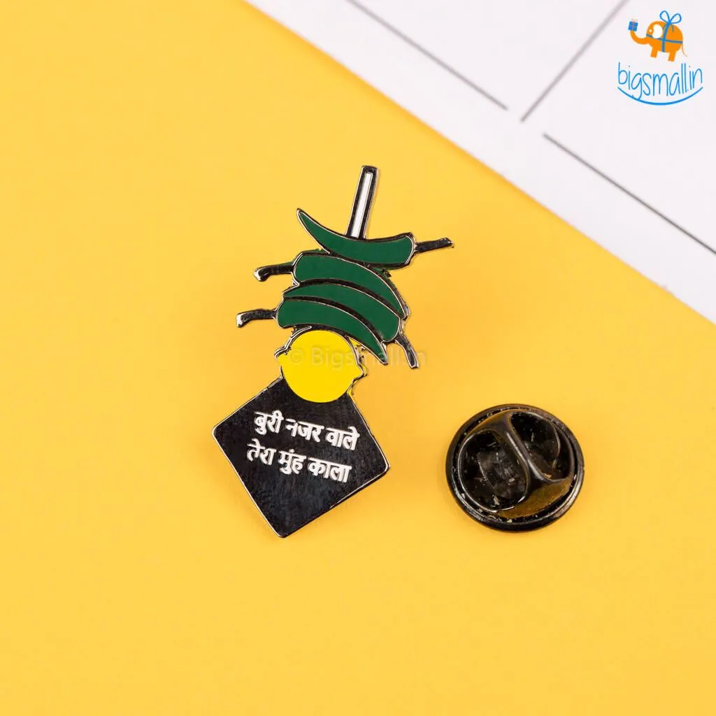 Nimbu Mirchi Metallic Lapel Pin