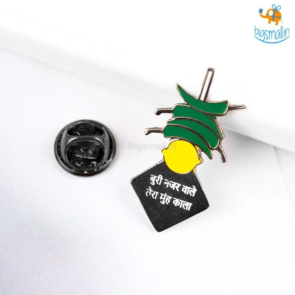 Nimbu Mirchi Metallic Lapel Pin