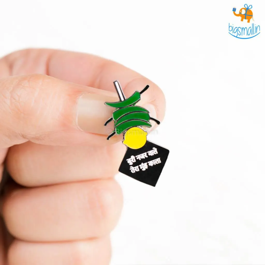 Nimbu Mirchi Metallic Lapel Pin