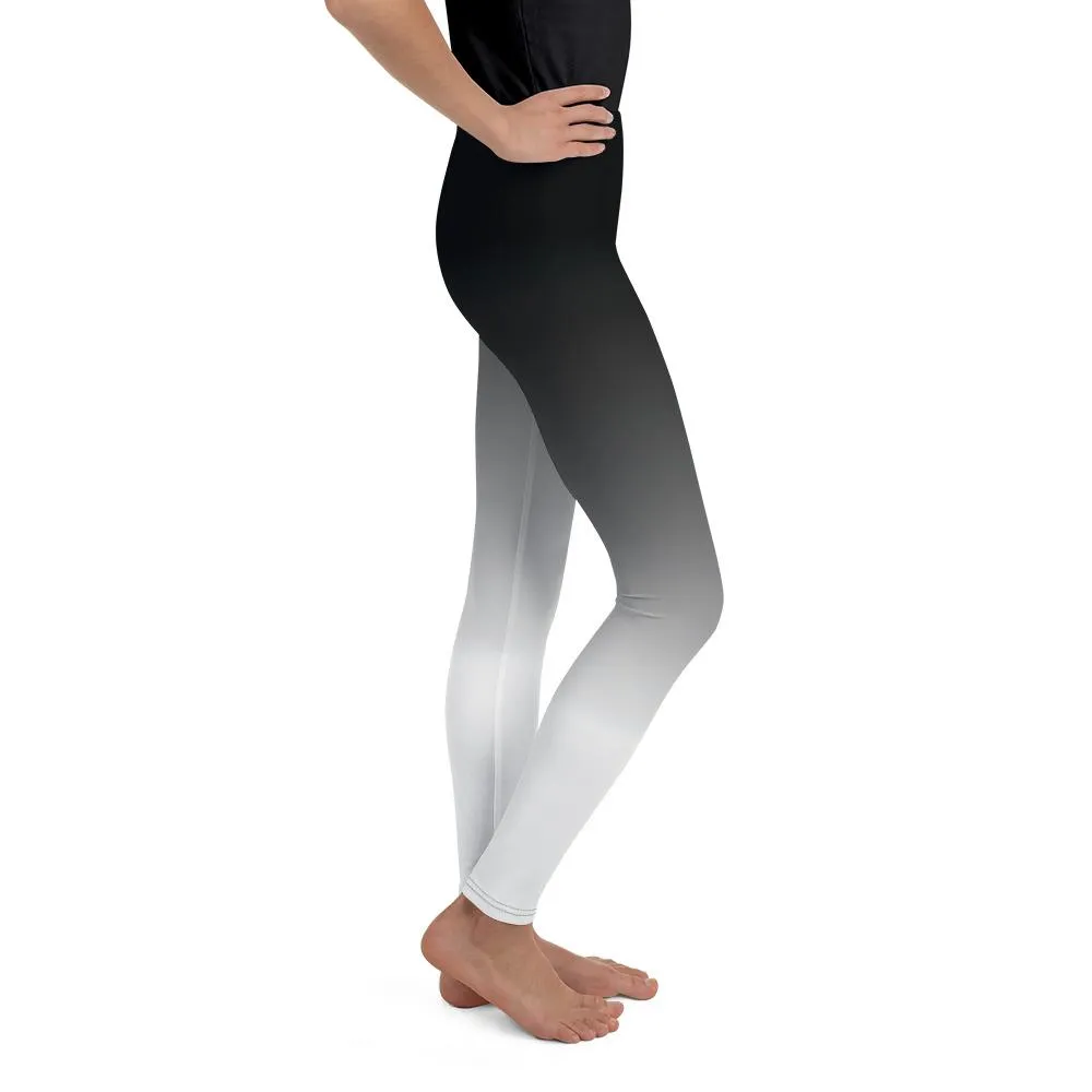 Ombre Black to White Youth Leggings