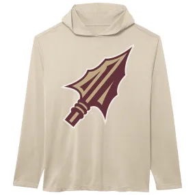 Ouray Sportswear Men's Arrowhead Logo Long Sleeve Hooded Performance T-shirt - Sand