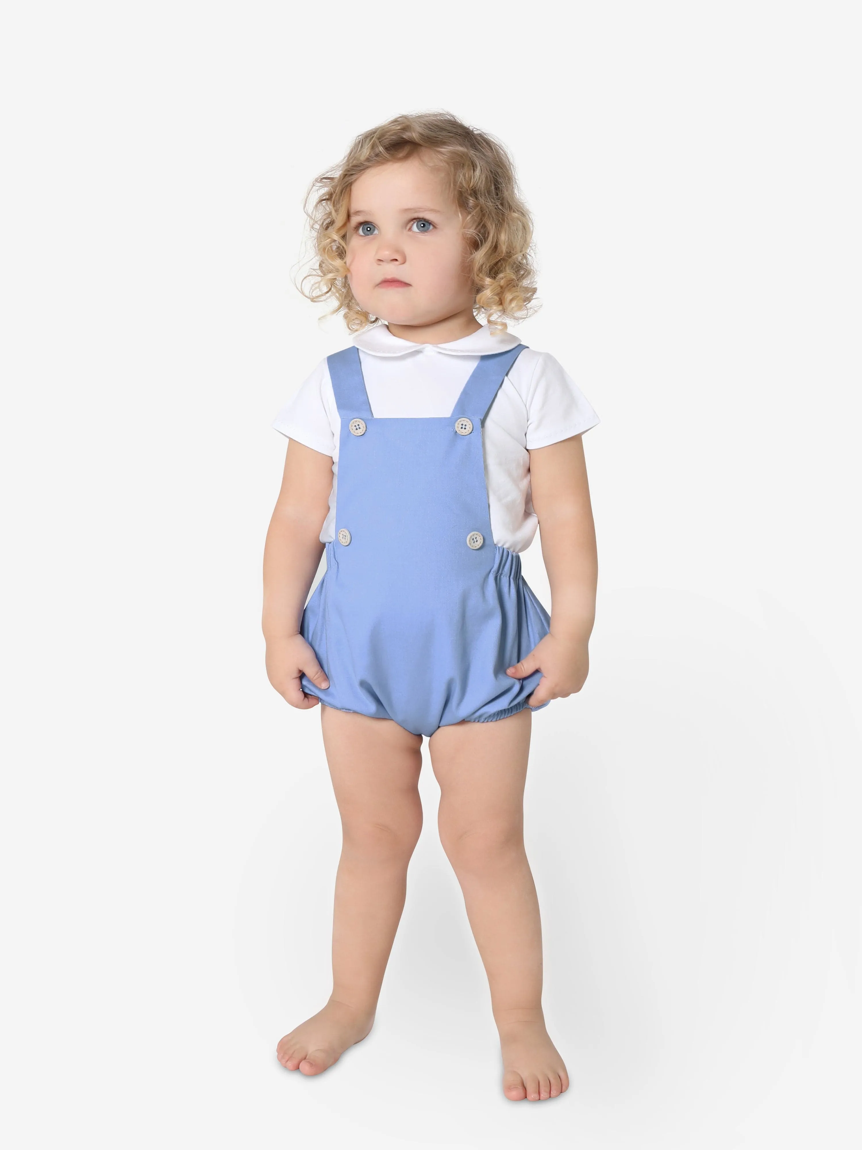 Paz Rodriguez Baby Boys Dungarees Romper in Blue