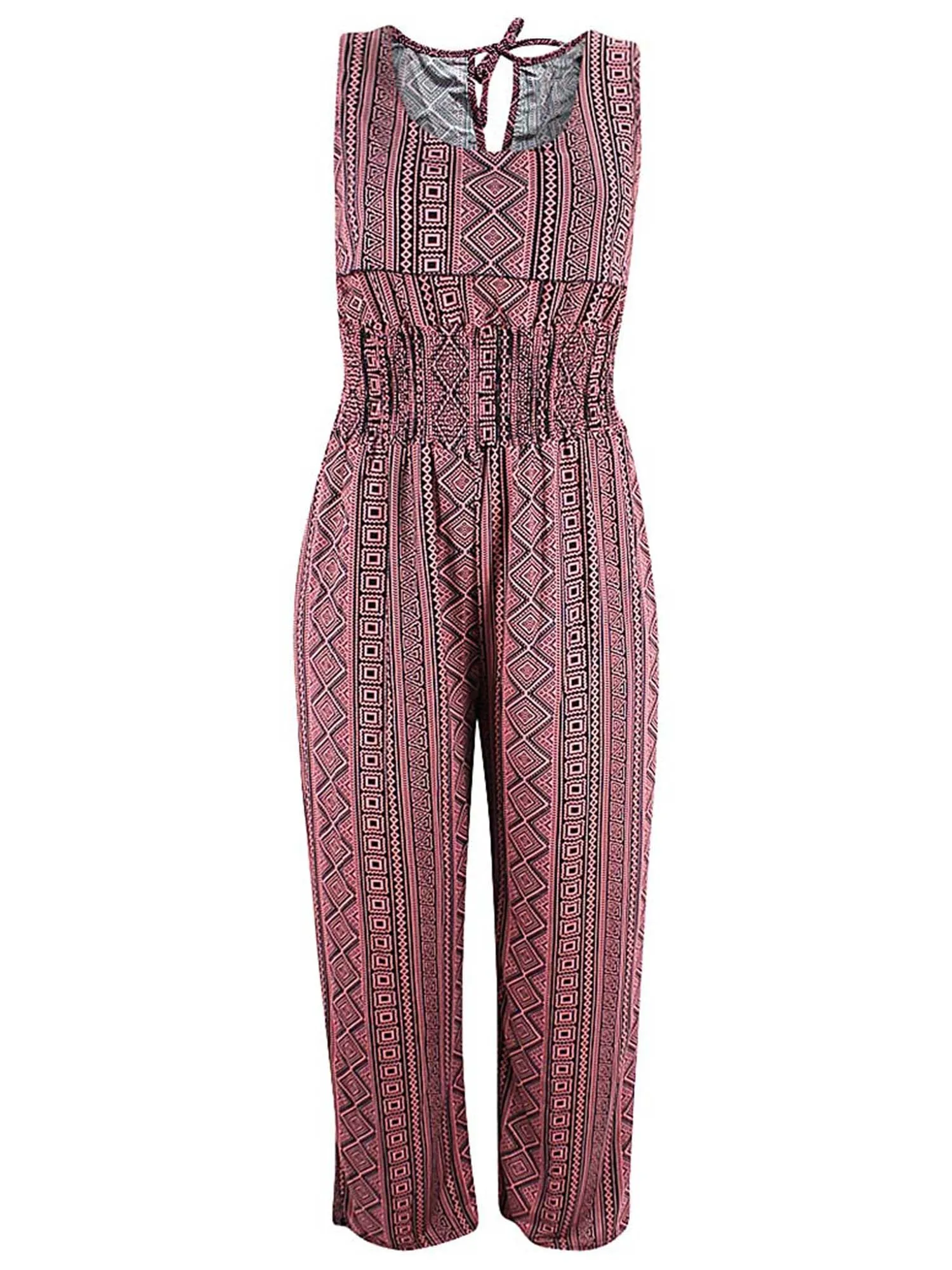 Pink Aztec Tribal Print Summer Jumpsuit