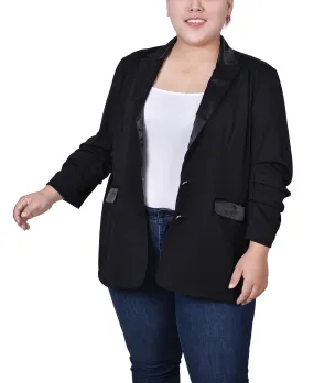 Plus Size Satin Lapel Scuba Crepe Jacket