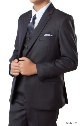 Q - Dark Grey Formal Classic Fit Suit For Boys (B347-02)