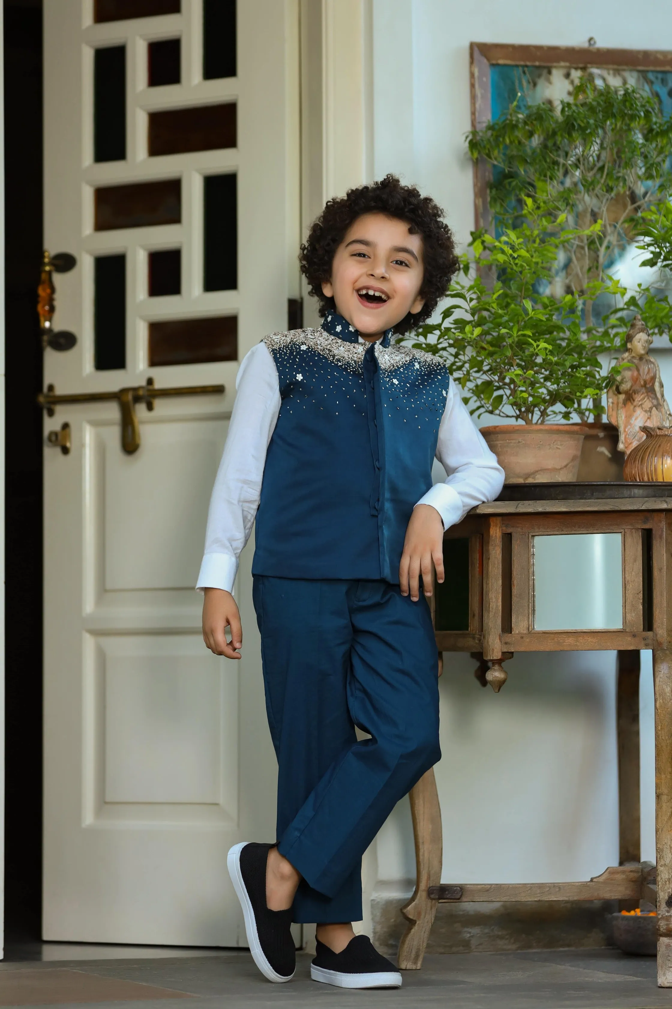 Qainaat - German Satin Nehru Jacket For Boys